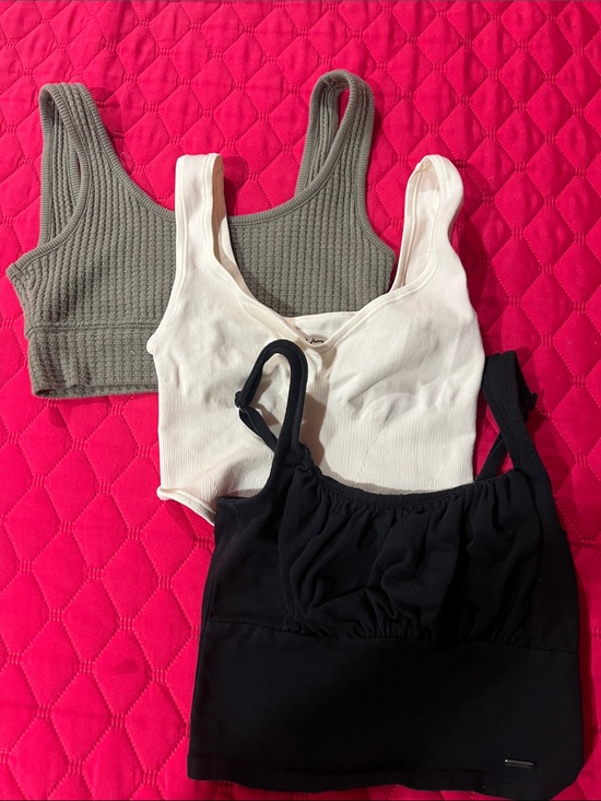 Hollister Tops - Hollister 3-Pack Bralette Tank Tops - Olive, White, Black
